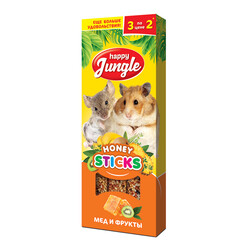 САМОВЫВОЗ !!! Джунгли палочки для грызунов Мелких 3шт (90гр) - Мёд и Фрукты (Happy Jungle)