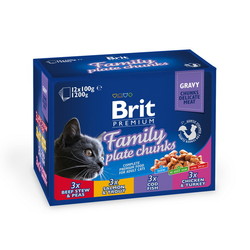 Брит пауч Соус - Семейная Тарелка - 12штук (Brit Premium by Nature)