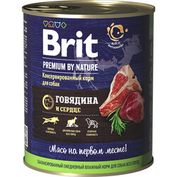 Брит 850гр - Говядина и сердце (Brit Premium by Nature)