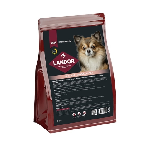 Ландор 3кг - Индейка/Утка - для собак Мелких (Landor)