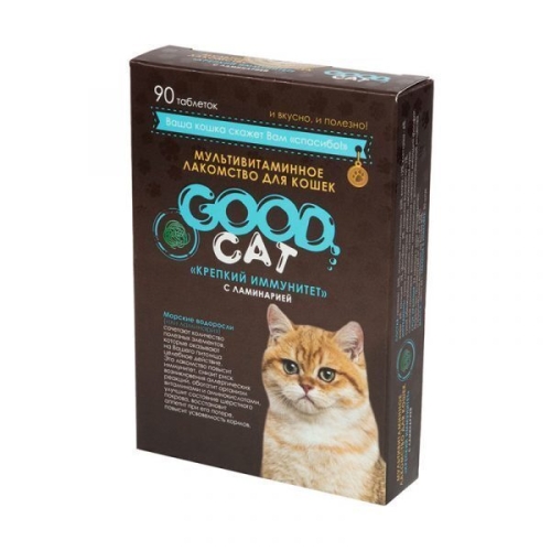 Гуд Кэт 90т - Крепкий Иммунитиет с Ламинарией - лакомство для Кошек (Good Cat)