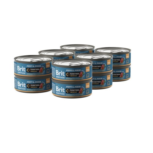 Брит 100гр - Мини - Телятина/Морковь - консервы для щенков Мелких пород (Brit Premium by Nature) 1кор = 12шт