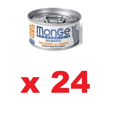 Монж 80гр - Cat Monoprotein - Индейка/Морковь - Мясные Хлопья - для кошек (Monge) 1кор = 24шт