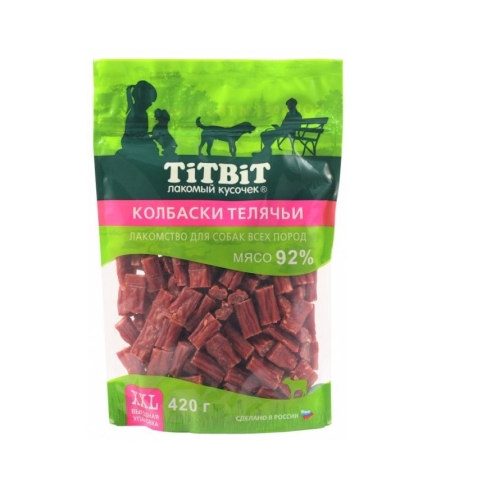Колбаски для собак - Телячьи 420гр - Телятина/Говяжье Сердце - Золотая коллекция (TitBit)