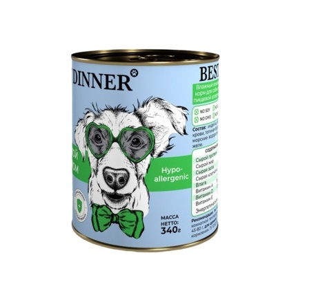 Бест Диннер 340гр - Диета Гипоаллердженик - Индейка/Кролик - для собак (Best Dinner) + Подарок