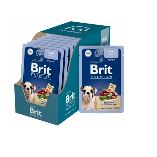 Брит 85гр - Телятина - Соус - для Щенков (Brit Premium by Nature) 1 кор = 14шт