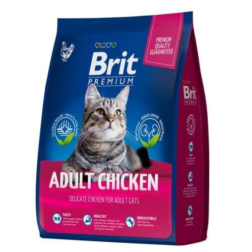 Брит Премиум 8кг - Курица Эдалт, для взрослых кошек (Brit Premium by Nature)
