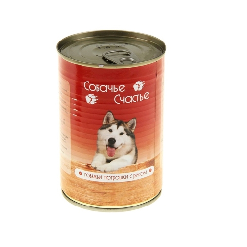 Собачье счастье 410гр - Говяжьи потрошки с Рисом