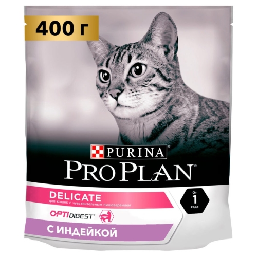 ПроПлан для кошек. Индейка Деликат 400гр (Pro Plan) + Подарок