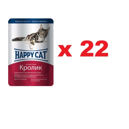 Хэппи Кэт пауч 100гр - Соус - Кролик (Happy Cat)  1кор = 22шт