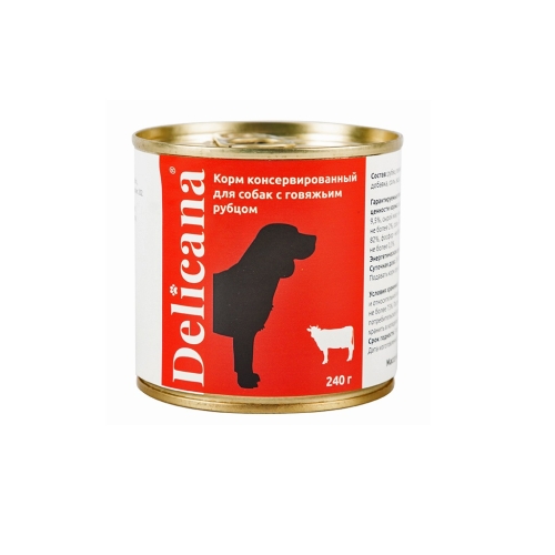 Деликана 240гр - Говядина Рубец - 1кор (12шт) консервы для собак (Delicana)