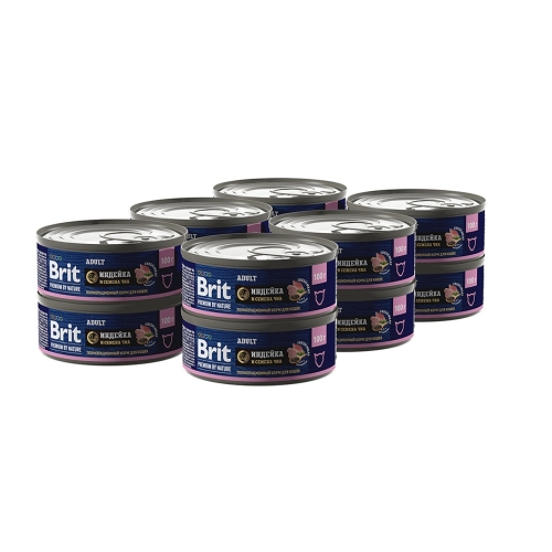 Брит 100гр - Индейка/Семена Чиа - консервы для взрослых кошек (Brit Premium by Nature) 1кор = 12шт