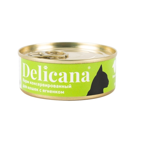 Деликана 100гр - Ягненок - 1кор (24шт) консервы для кошек (Delicana)