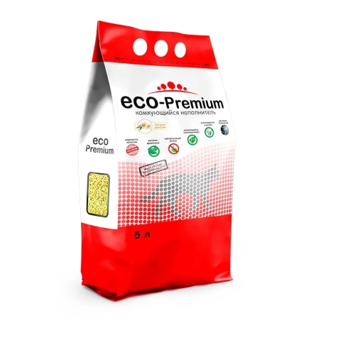 Эко-Премиум 5л (1,9кг) - Ромашка, комкующийся древесный наполнитель (ECO Premium)