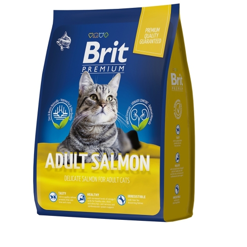 Брит Премиум 8кг - Лосось Эдалт, для взрослых кошек (Brit Premium by Nature)