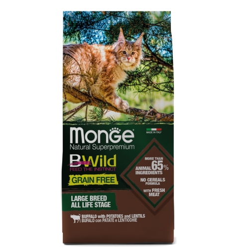 Монж 1,5кг - BWild - Буйвол, БЕЗзерновой корм для кошек Крупных (Monge BWild Grain Free)