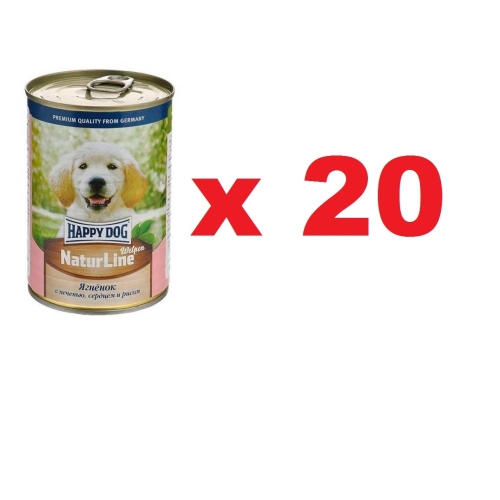 Хэппи Дог 410гр - Ягненок/Печень/Сердце/Рис - консервы для щенков (Happy Dog) 1кор = 20шт