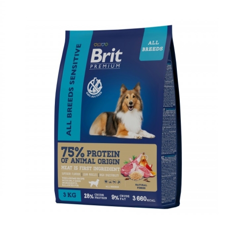 Брит 3кг для собак всех пород Ягненок (Brit Premium by Nature)