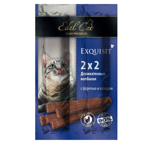 Эдель Кет Форель/Солод, 4шт - колбаски для кошек (Edel Cat)
