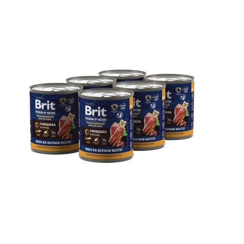 Брит 850гр - Говядина и Печень (Brit Premium by Nature) 1кор = 6шт