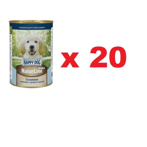 Хэппи Дог 410гр - Телятина/Печень/Сердце/Рис - консервы для щенков (Happy Dog) 1кор = 20шт