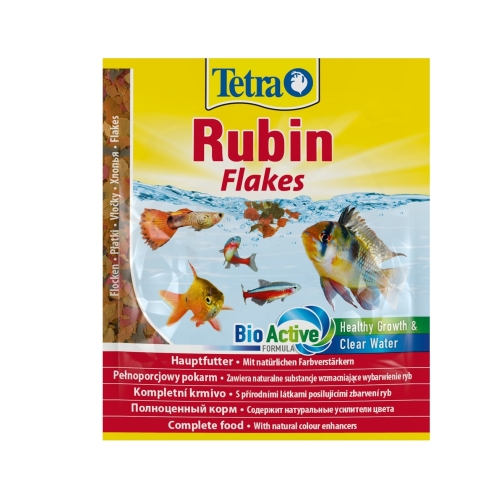 Тетра Рубин 12гр (Rubin Flakes) - Хлопья для Окраса, для всех видов рыб (Tetra)