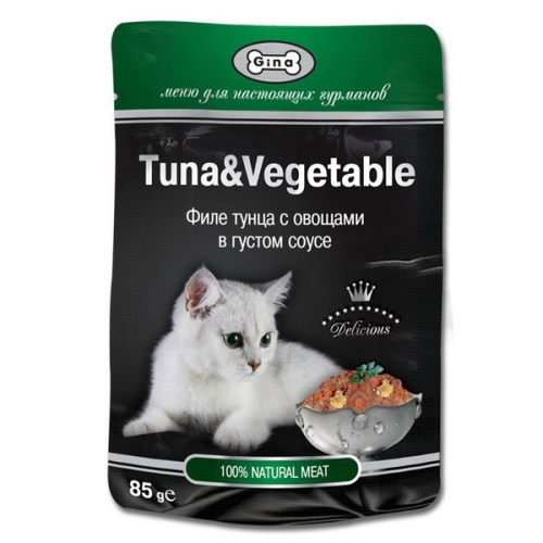 Джина 85гр - Тунец/Овощи, консервы для кошек (Gina)