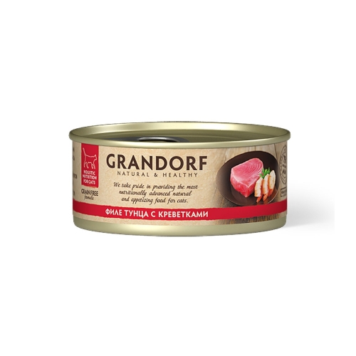Грандорф 70гр - Тунец/Креветки, консервы для кошек (Grandorf)