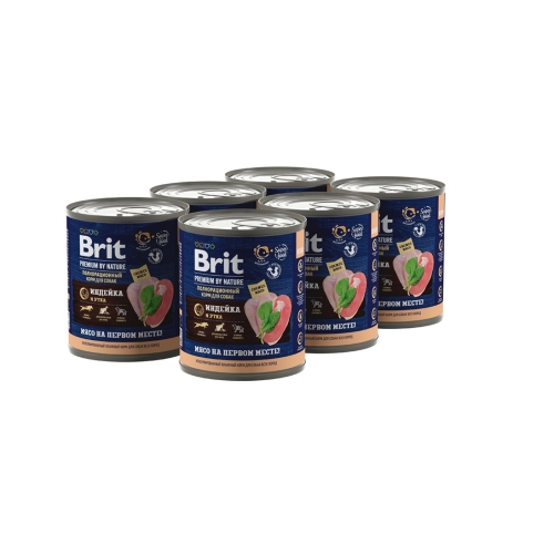Брит 850гр - Индейка и Утка (Brit Premium by Nature) 1кор = 6шт