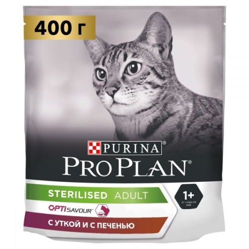 ПроПлан для кошек стерилизованных, Утка/Печень. 400гр (Pro Plan) + Подарок