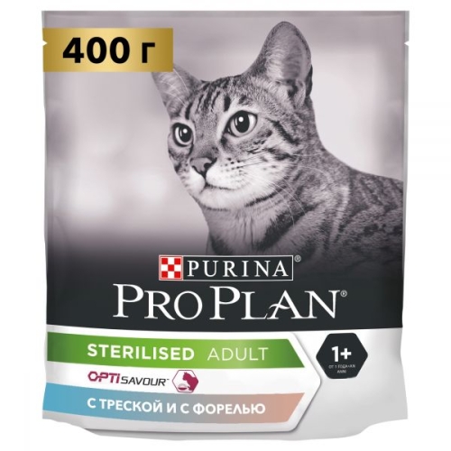 ПроПлан для кошек стерилизованных, Треска/Форель. 400гр (Pro Plan)