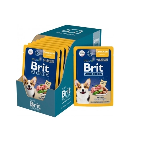 Брит 85гр - Курица - Соус - для Собак Стерил (Brit Premium by Nature) 1 кор = 14шт