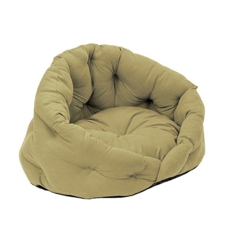 Лежанка "Sleep-Бархат" овальная пухлая, с подушкой Милитари Зеленый №2 60х48х43см (Дарэлл)