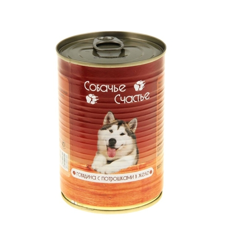 Собачье счастье 410гр - Говядина с потрошками