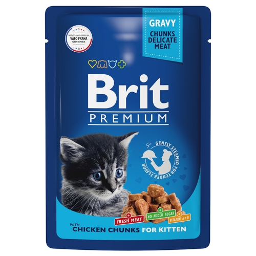 Брит Премиум пауч 85гр - Соус - Цыпленок для Котят (Brit Premium by Nature)