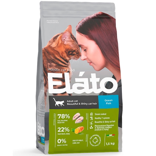 Элато Холистик 1,5кг - Рыба - для кошек Красивая Шерсть (Elato Holistic)