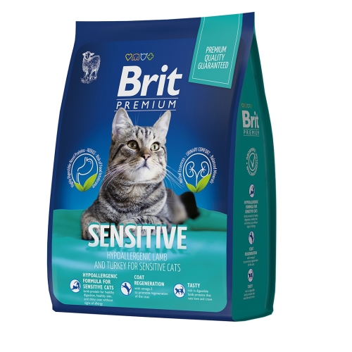 Брит Премиум 800гр - Ягненок Сенситив, для кошек с Чувствительным пищеварением (Brit Premium by Nature)