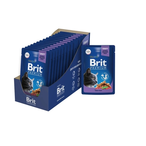 Брит Премиум пауч 85гр - Соус - Треска (Brit Premium by Nature) 1кор = 14шт