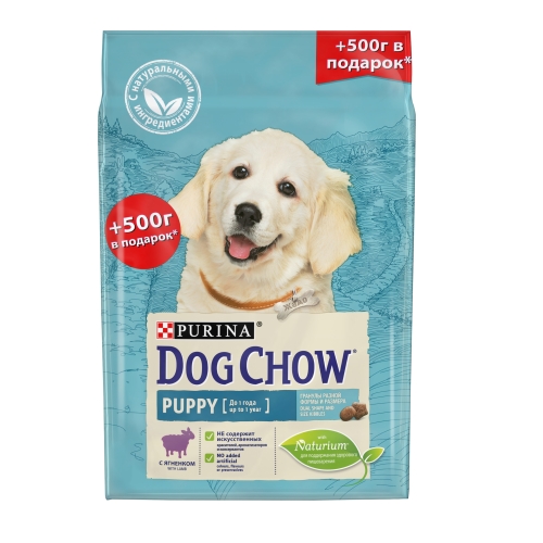 Дог Чау 2кг + 500гр для щенков Ягненок (Dog Chow)