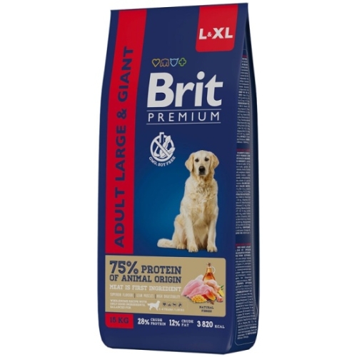 Брит 15кг для собак Крупных и Гигантских пород Курица (Brit Premium by Nature) + Подарок