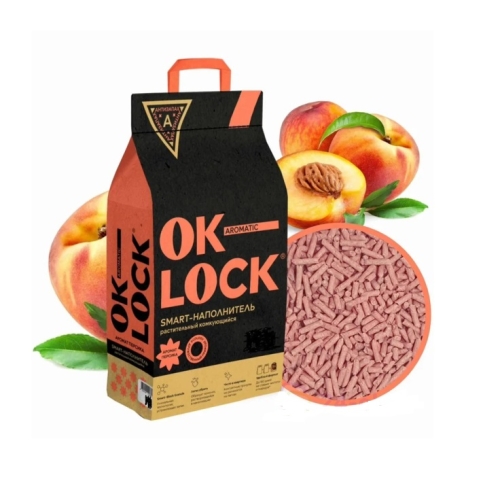Ок-Лок 8кг - Персик - Тофу - комкующийся растительный (Ok-Lock)