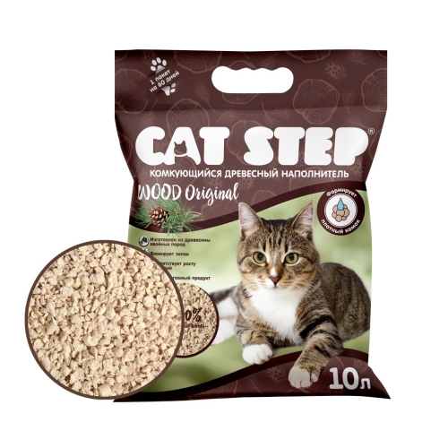 Кэт Стэп Древесный комкующийся, 10л (Cat Step) + Подарок
