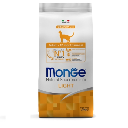 Монж 1,5кг Лайт - корм для взрослых кошек, низкокалорийный (Monge)