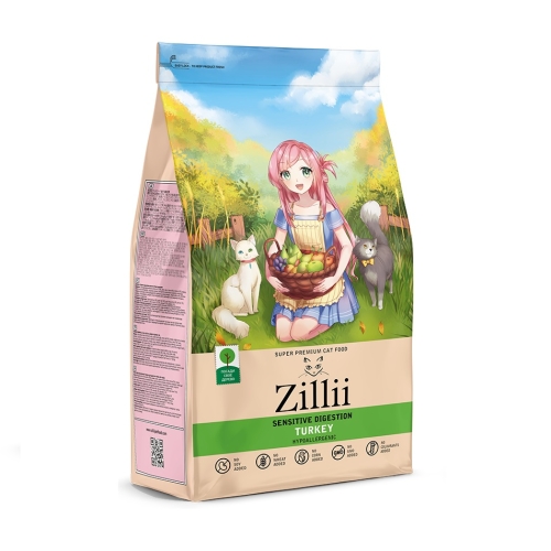 Зилли 2кг - Индейка, для кошек с Чувствительным пищеварением (Zillii)