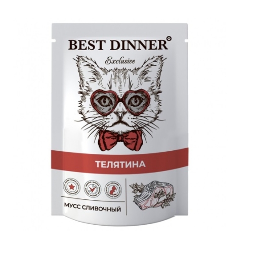 САМОВЫВОЗ !!! Бест Диннер 85гр - Телятина - Сливочный мусс пауч для кошек/котят (Best Dinner)