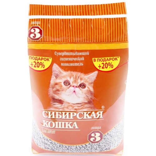 Сибирская кошка для Котят впитывающий, 3л + 20% в подарок