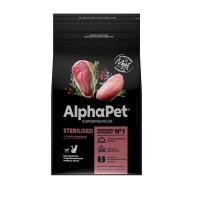АльфаПет СуперПремиум 3кг - для Стерилизованных кошек, Утка/Индейка (Alpha Pet SuperPremium)