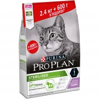 ПроПлан для кошек стерилизованных, Индейка. 2,4кг + 600гр (Pro Plan)