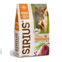 Сириус 10кг - для кошек Стерилизованных Утка/Клюква (Sirius)