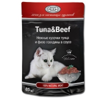Джина 85гр - Тунец/Говядина, консервы для кошек (Gina)